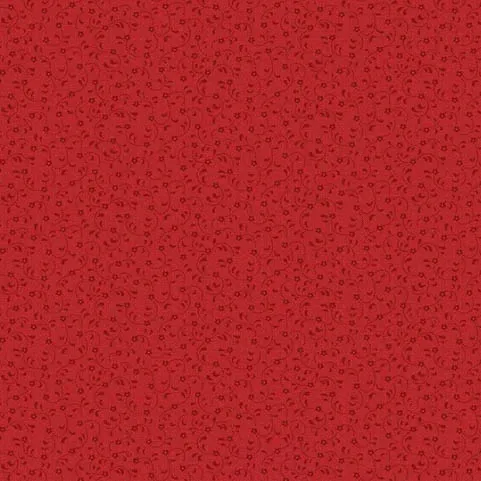 Katoen rood met donkerrodebloempjes